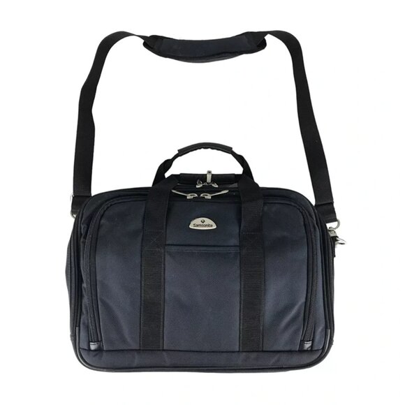 Samsonite Blue Black Zip Around Inner Dividers Laptop Bag With Lock And Key